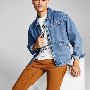 And Now This Men's Regular-Fit Denim Mechanic Jacket